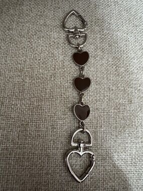 Heart Link Bag Extender Charm in Silver and Brown